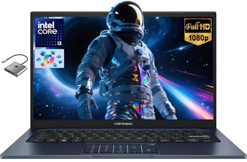 ASUS Vivobook - Computer portatile FHD da 14, Intel 6-Core i3-1315U (Beat i7-1250U), 16 GB RAM 512 GB SSD, portatile per studenti universitari e aziendali con NumberPad, batteria lunga, webcam