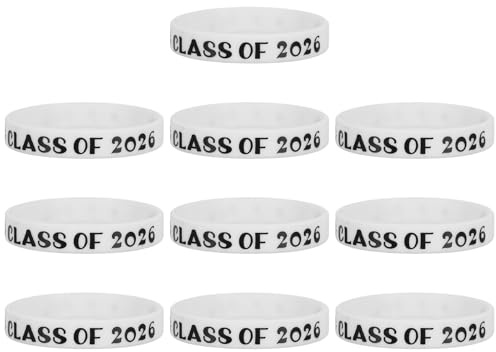 NUOBESTY 10 St Silikonarmband för examenssäsongen examensfesttillbehör examen dekoration Graduation Party Favors silikonband examen tillbehör armband för evenemang festband White