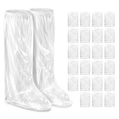 XLTXWD 50Pcs Waterproof Shoe Covers, Disposable Shoe Covers, Boot Covers for Rain and Work, Straight Tube Slip-On Design