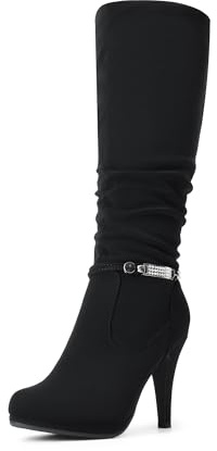 DREAM PAIRS Women's Knee High Platform Heel Boots,Size 8,Black,SARAH