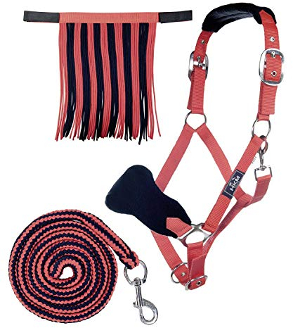 HKM 10733 Halfterset, Halfter Fliegenfransen Strick 180cm Karabiner, Pony VB WB