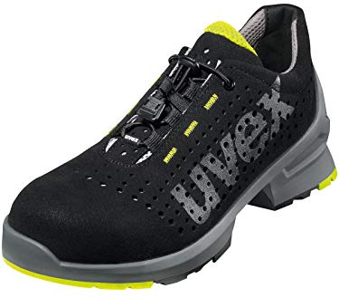 Uvex 1 gelochter Halbschuh, Sicherheitsschuhe S1 SRC, Arbeitsschuhe für Damen & Herren, Schwarz/Lime, Größe 39