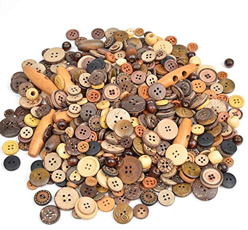 Youery 600 Stück Knöpfe aus Kokosholz, DIY, Shell-Lines Knöpfe, 2/4 Löcher, zum Nähen und Basteln, für Nähen, Handwerk, Scrapbooking und Basteln, Ornament, handgefertigt