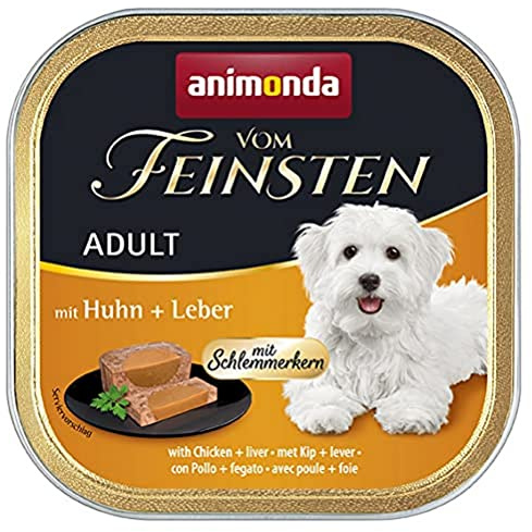 animonda Vom Feinsten - Välsmakande våtfoder för vuxna hundar med kyckling + lever, 22 x 150 g