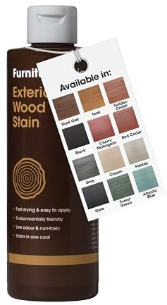 Exterior Wood Stain (Grey) - Quick Drying and Easy-to-Apply - Concentrated Wood Stain for Outdoor Wood, Garden Furniture, Windows & Cladding - 250ml