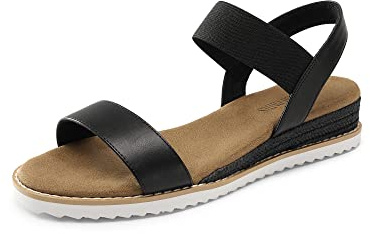 DREAM PAIRS Womens Open Toe Espadrilles Dressy Platform Sandals Slip on Elastic Ankle Strap Wedges Sandals,Size 6,Black,SDPW2310W