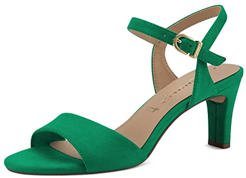 Tamaris Damen Sandalen mit Absatz Textil Vegan Stilettoabsatz Sommer; GREEN/grün; 41