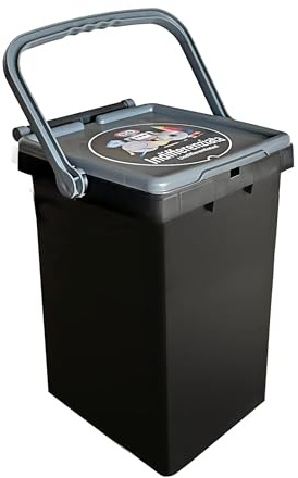 Generico Pattumiera per Raccolta Differenziata 35 litri, Grigio (Indifferenziata) - in plastica (PP), etichetta IML, chiusura a manico anti cattivi odori – uso interno/esterno