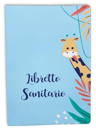 Nemau - Custodia Libretto Sanitario in Gomma Espansa – Per Neonato, Bambino o Adulto – Formato Universale – Fabbricazione Francese – Lavabile, Resistente, Pratica - Modello giraffa blu