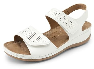 DREAM PAIRS Women's Comfortable Dressy Flats Sandals Open Toe One Band Casual Walking Sandals for Summer,Size 9,White,SDFS2419W