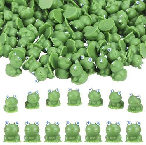 Lot de 50 mini figurines de grenouille en résine - Pour jardin féérique - Paysage miniature en mousse - Adorables grenouilles vertes pour jardin féerique - Décoration de maison, terrarium, bricolage