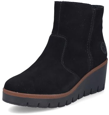 Rieker Damen Keilstiefeletten Y5065, Frauen Stiefeletten, lose Einlage,uebergangsschuhe,uebergangsstiefel,Keilstiefel,warm,schwarz (00),42 EU / 8 UK