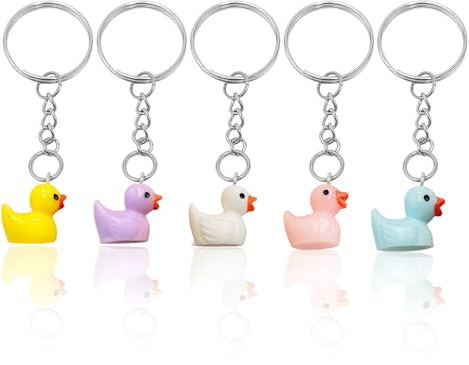5 Stück Enten-Schlüsselanhänger, Harz-Schlüsselanhänger, Niedliche Cartoon-Schlüsselanhänger, Interessante Taschenanhänger, Mini-Anhänger-Schlüsselanhänger