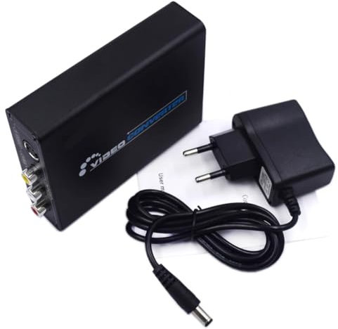 Uxsjakjsd Convertidor de Audio y Vídeo S-Video CVBS Compatible con A S Video+ Video Adaptador Conmutador Compuesto Escalador de Alta Definición 3RCA Enchufe UE