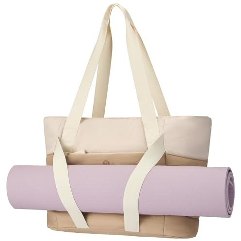 Axcone Sac de Transport pour Femme,Sac de Transport Matelassé,Sac de Fitness Sport et Yoga Avec Sangles pour Tapis de Yoga Pour Les Voyages et Le Sport(XQ03-Marron)
