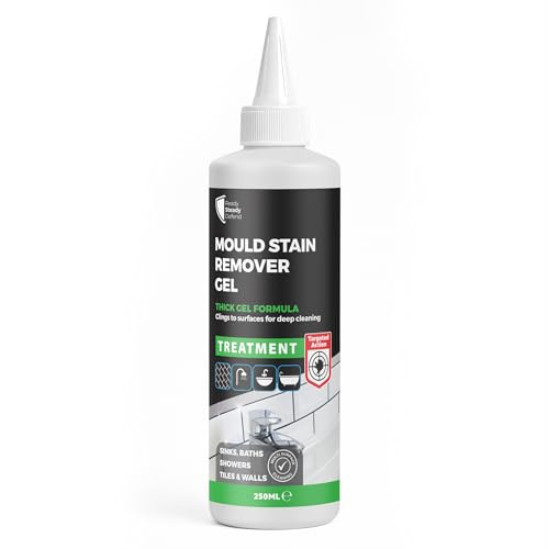 Mould Remover Gel 250ml – Powerful Anti Mould Cleaner for Black Mould Stains on Grout Tiles Sealant Silicone – Thick Non Drip Bathroom Kitchen Shower Wall Window Frame Cleaning Gel