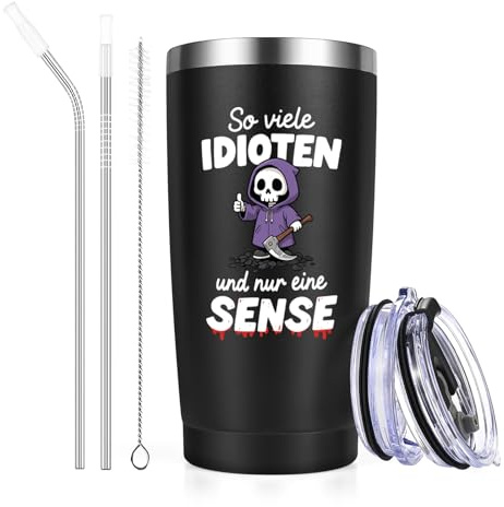 Livole present man jul, presenter till män, honom, vän, kollega, termosmugg rolig, koppar med talesätt – så många idioter och bara en sense – 600 ml caming-mugg i rostfritt stål