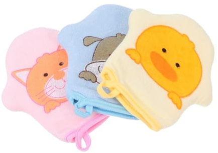 SOIMISS 3 pièces de Bain Garçon Fille Carton Lavable Microfibre Doux Exfoliant pour Peau Sensible Garçon Fille