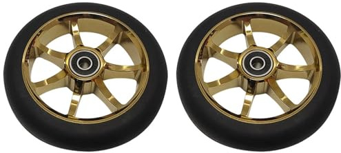 Ruedas Patinete,Rueda Patinete Ruedas For Patinete Acrobático De 120 Mm, 88 A, PU, ​​con Rodamientos, Núcleo Aluminio, Piezas Repuesto, Accesorios, 2(PVD Gold)