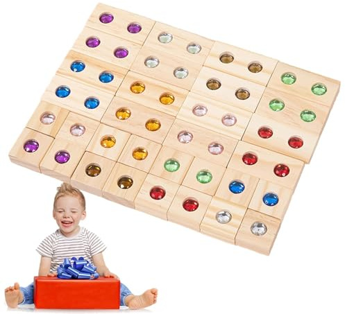 WJnflQN Holzbausteine-Set, Regenbogen-Stapelspielzeug aus Holz,Kinder-Blockierset für den Regenbogenbau | Acryl-Farbsortierblock-Konstruktionsspielzeug, Spielzeug für Kinder ab 3 Jahren