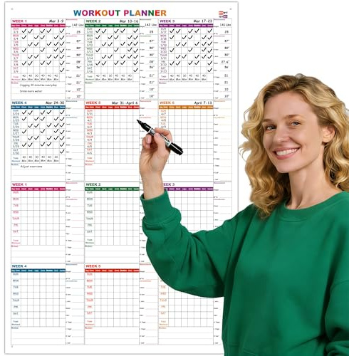 12 Week Dry Erase Workout Calendar,24 X 36 Inch