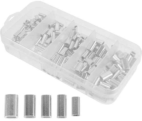 SHINEOFI 200 Pezzi Manicotti Crimpare per Lenze da Pesca in Alluminio Argento Resistenza All'abrasione e Crimpatura Precisa per Acqua Dolce e Salata