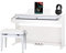 Classic Cantabile DP-50 WM E Piano Digital Piano 88 Tasten mit Hammermechanik, 14 Voices, Kopfhöreranschlüsse, USB, 3 Pedale, Notenhalter - inkl. Pianobank, Kopfhörer, Klavierschule - weiß matt