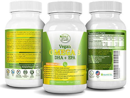 POTENT VEGAN OMEGA 3 Supplement: Better Than Fish Oil! Plant Based Water Extracted Algae Oil- DHA EPA DPA Fatty Acids- Non GMO- Improve Immune System, Joint, Heart, Skin & Brain Health- 2 Month Supply