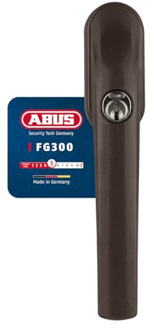 Abus Fg300 Maniglia con Blocco Antifurto, Serratura a Spinta con Cilindro per Finestre, Serratura Multipla, Livello di Sicurezza: 5, 48516, Marrone