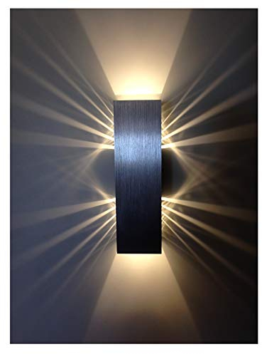 SpiceLED | ShineLED-6 | Wandleuchte 2x3W Warmweiß | hell silbernes Gehäuse | Schatteneffekt | High-Power LED Wandlampe dimmbar