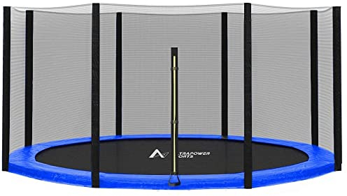 Trampolin Netz Randabdeckung Trampolinzubehör Set Trampolinnetz Randabdeckung für Trampolin Ø 305 cm 6 Stangen UV-beständig Reißfest Trampolinnetz Trampolinschutz Ersatznetz Federabdeckung Umrandung