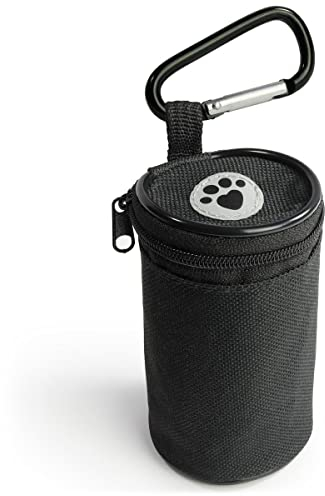 igadgitz home U7226 Mini- Futterbeutel Hunde, Kompakte Leckerlibeutel fur Hunde, leckerlibeutel fur Hunde klein, futtertasche hundetraining Schwarz