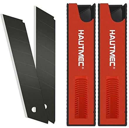 HAUTMEC 20PCS 25mm SK2H Ultra Sharp Snap Off Blades, Professional Retractable Utility Knife Replacement Blades 2 PACK, Creative Safety Box, for Industrial or Construction Applications HT0082-20PC