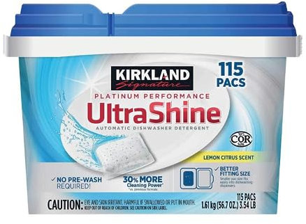 Kirkland Signature Ultra Shine Automatic Dishwasher Detergent Tablets 115 Pacs