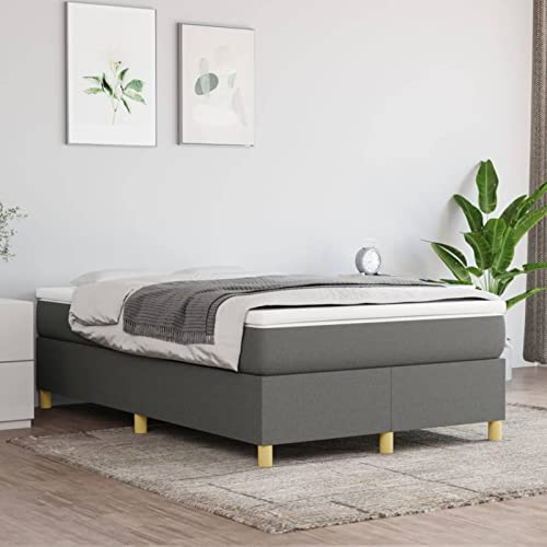 Tidyard resårsäng, sängram, stoppad säng, ungdomssäng, gästsäng, sovrumssäng, dubbelsäng/enkelsäng, balksäng, sängram med ribbotten, träsäng, mörkgrå, 120 x 200 cm, tyg