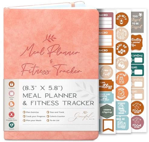 Graceful by Design Meal Planner and Fitness Tracker - Plan Workouts in our Fitness Journal for Women - Track Macros in our Food Journal for Women Weight Loss - Tear and Track with Perforated Pages