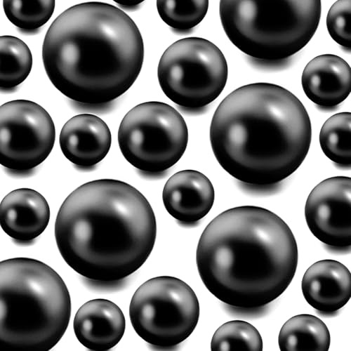 120 Pieces Floating NO Hole Pearls and 500 Pieces Transparent Water Gels,Pearl Decor,Black Floating Beads for Vases Floating Candles Home Weddings Table Centerpieces Party Decor(10mm,14mm,20mm)Black
