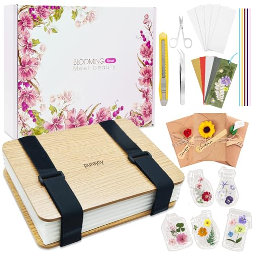 purejoy Blumenpresse-Set, einfach zu tragen, Blumen-Konservierungs-Set, 6 Schichten, 16,3 x 21,6 cm, DIY-Blumenpress-Set für Erwachsene und Kinder