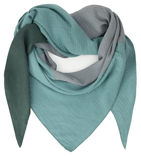 Gloop Sciarpa da donna XXL a maglia triangolare sciarpa foulard cotone triangolo mussola sciarpa senza graffi sulla pelle Made in Italy, verde menta, Taglia unica
