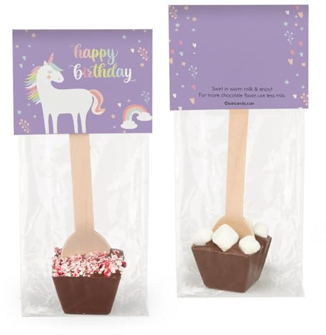 12 Pcs Birthday Hot Chocolate Spoons Gourmet Dark Chocolate Favors with Crushed Peppermint(12 Pack) AGBD2 Holiday Party Favors & Gifts
