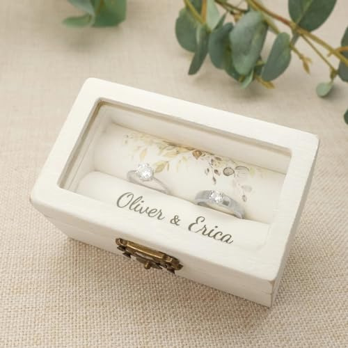 WOMB Scatola Personalizzata per Anelli di Nozze, Scatola per Anelli per Fidanzamento, Porta Anello, Bianco (Foglio WB, 10 cm x 6 cm x 5 cm)