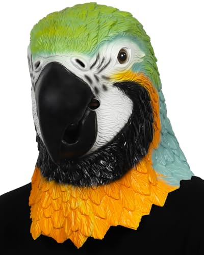 Shayulajiao Masqu de perroquet et costume d'animaux en latex | Masque d'oiseau respirant pour carnaval, Halloween et bals masqués | Design plume 3D pour Noël