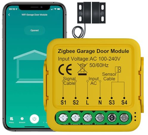 Mulcort ZigBee Gate Opener Intelligent Garage Door Controller Module Mobilephone Remote APP Control Compatible with Alexa and Home for Voice Control