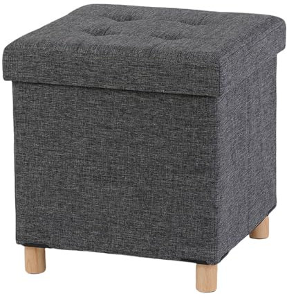 Zedelmaier Sitzhocker mit Stauraum, Hocker mit Holzfüßen,Aufbewahrungsbox mit Deckel,Fußhocker, bis 300 kg belastbar, für Eingang, Wohnzimmer, Schlafzimmer (Dunkelgrau)
