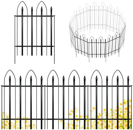 Thealyn Dekorativer Gartenzaun aus Metall, 81 cm H * 61cm W*5 Paneele, 3,05 m Gesamtlänge Metallumrandung, faltbar, Landschaftszaun, Hund, Haustier für Blumenbett, Hof, Tierbarriere