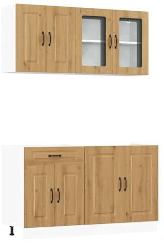 vidaXL Mueble de Cocina Kalmar 4 Piezas Artesanal Roble