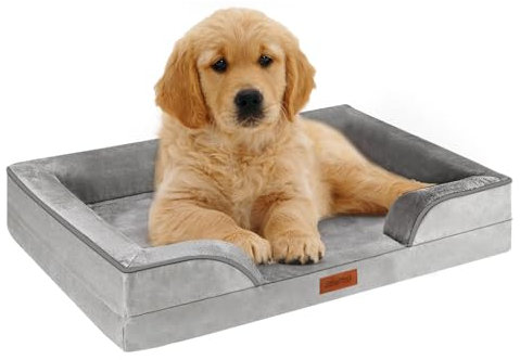 AUSCAT Orthopädisches Hundebett Kleine Hunde - Hundebett Memory Foam mit Abnehmbarem, Waschbarem Bezug, Wasserdichtem Futter und Rutschfester Unterseite, 60cm L x 45cm W x 15cm H (Braun)