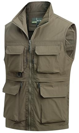 MeiLayM Homme Gilet de Pêche et Sport - Séchage Rapide, Veste Sans Manches Extérieur Décontracté Légère Respirant Multi-Poches pour Chasse et Photographie