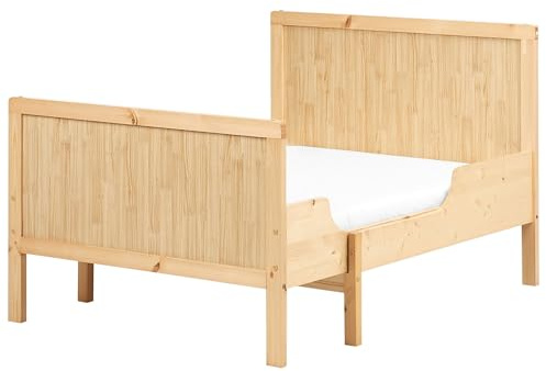 Beliani Cama Convertible Extensible para niños pequeños Madera de Pino 90 x130/160/200 cm con somier de láminas Madera marrón Claro Montigny