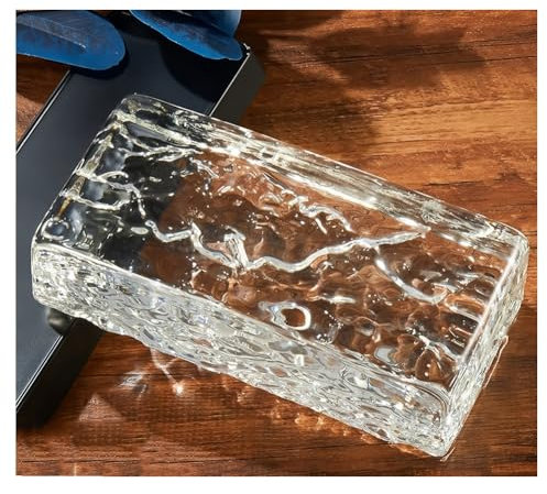 Briques de cristal rectangulaires, Briques de verre isolantes phoniques et thermiques, design cristal transparent, 200 x 100 x 50 mm(Clear-b)